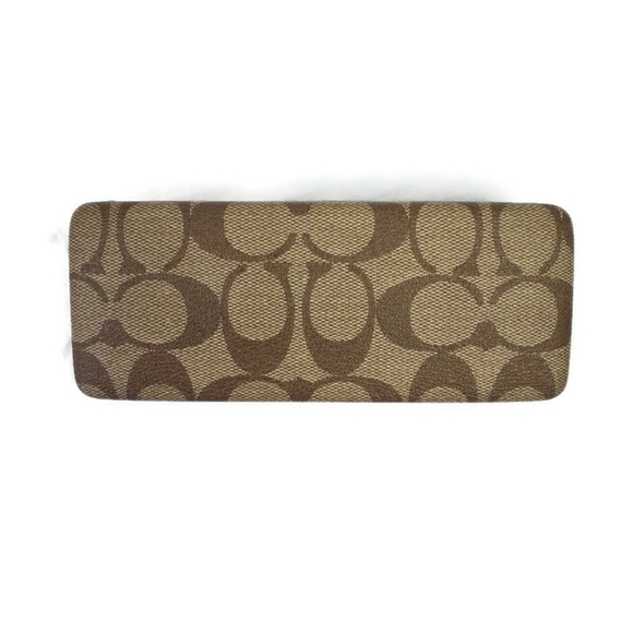 Coach Signature Tan Brown Rectangle Hard Clamshell Eyeglasses Sunglasses Case - Picture 4 of 11
